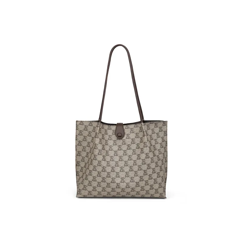 CORALDAISY Synthetic Leather Tote Laptop Bag, Tote Bag, Single Shoulder Bag Women's Oak Gray-0
