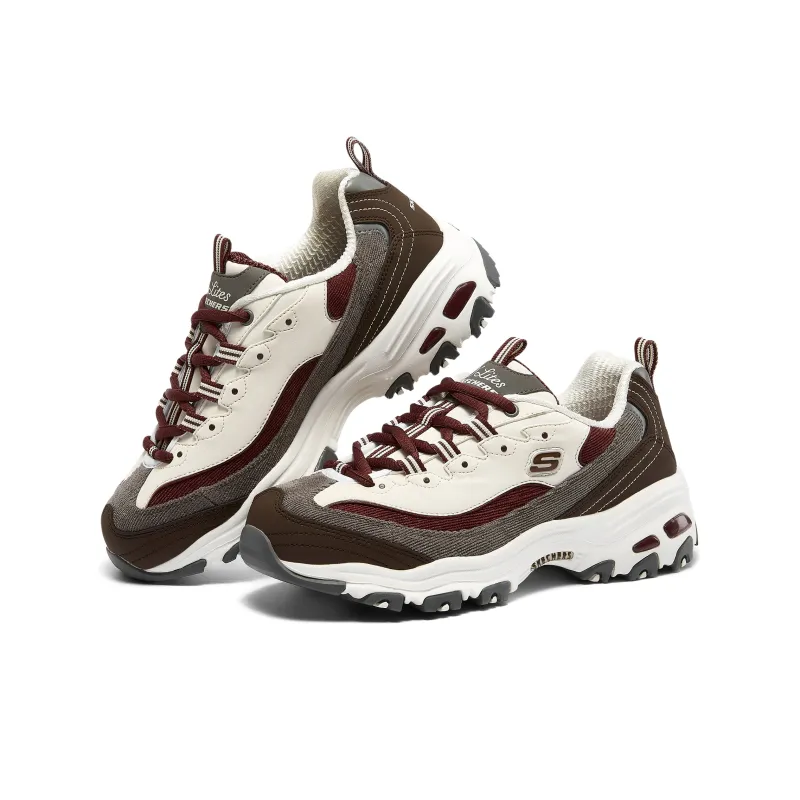Skechers D'LITES 1.0 Cushioning Anti Slip And Wear Resistant Low Top Chunky Sneakers Women's Burgundy Brown-3