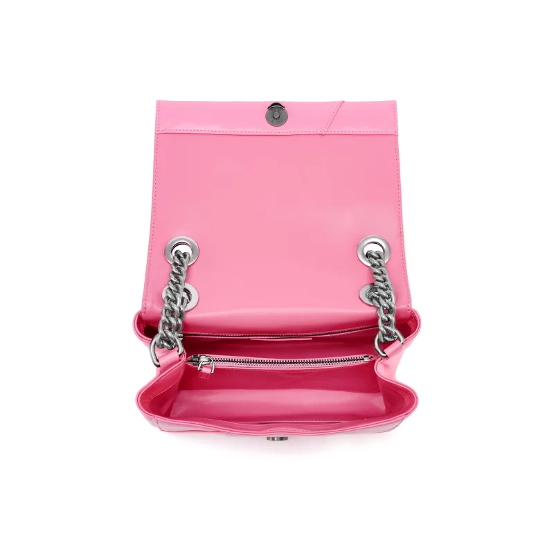 PECO Cow Leather Shoulder Bag Regular Unisex Black/Pink/White-6