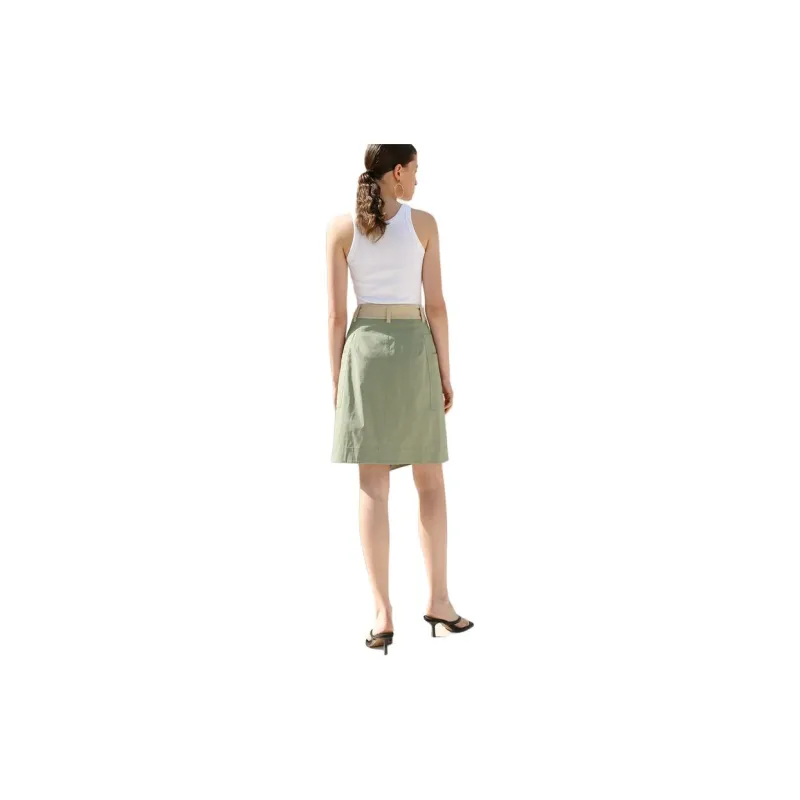 Roselingling Casual Short Skirts Women's Gray Green-1