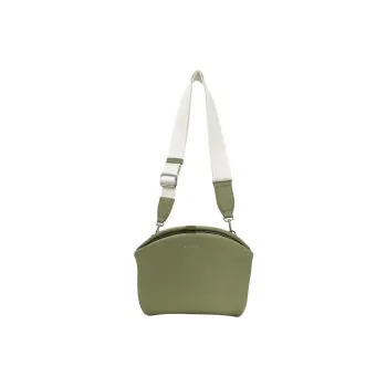 SUREN Top Grain Cow Leather Shoulder Bag Crossbody Bag Medium Size Women's Pea Green/Milk Tea Gray/Misty Brown