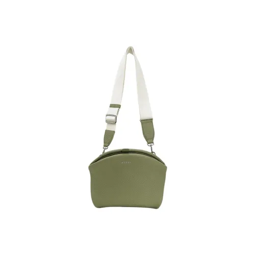 SUREN Top Grain Cow Leather Shoulder Bag Crossbody Bag Medium Size Women's Pea Green/Milk Tea Gray/Misty Brown