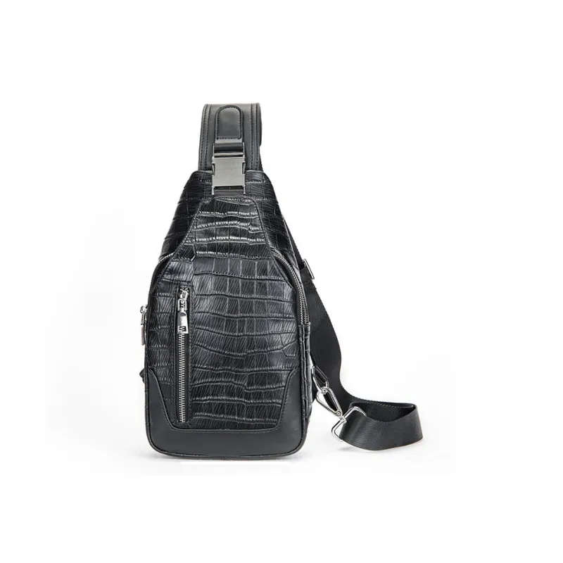 DOSRFINI Top Grain Cow Leather Sling Bag Regular Men's Black-0