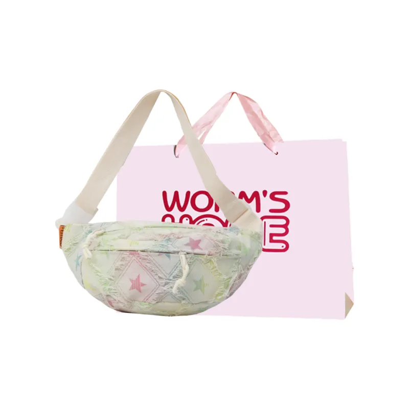 Worm's Home Canvas Bag, One Shoulder Portable Sling Bag, Crossbody Bag Regular Women's Small Plaid/Square/Stars-11