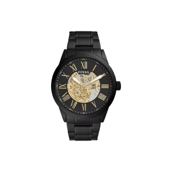 FOSSIL Wrist Watch Automatic Mechanical Movement Stainless Steel Strap 48mm Black Dial Unisex