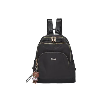 Marino Orlandi Fabric With Synthetic Leather Student Backpack Backpack Large Size Unisex Black