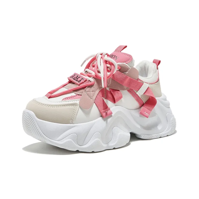 Little Red Man Lightweight Wear Resistant Cushioning Low Top Chunky Sneakers Women's-0