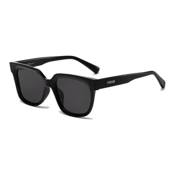 Prsr Plate Frame TR/Memory Plastic Square Sunglasses Unisex Black/Blue Gray