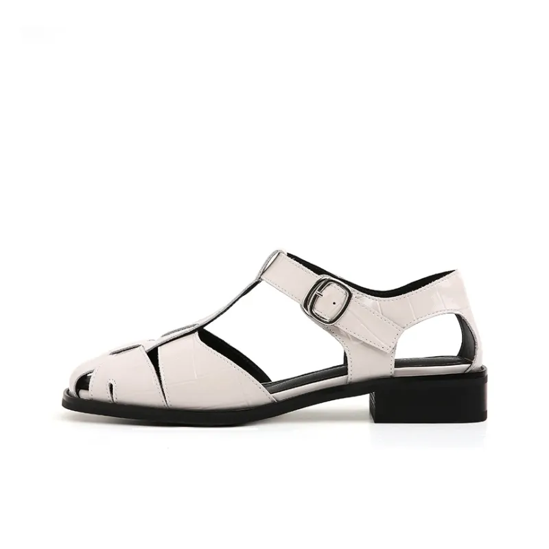CHRISTINE SHEII Roman Sandals Women's Ceramic Milky White-0