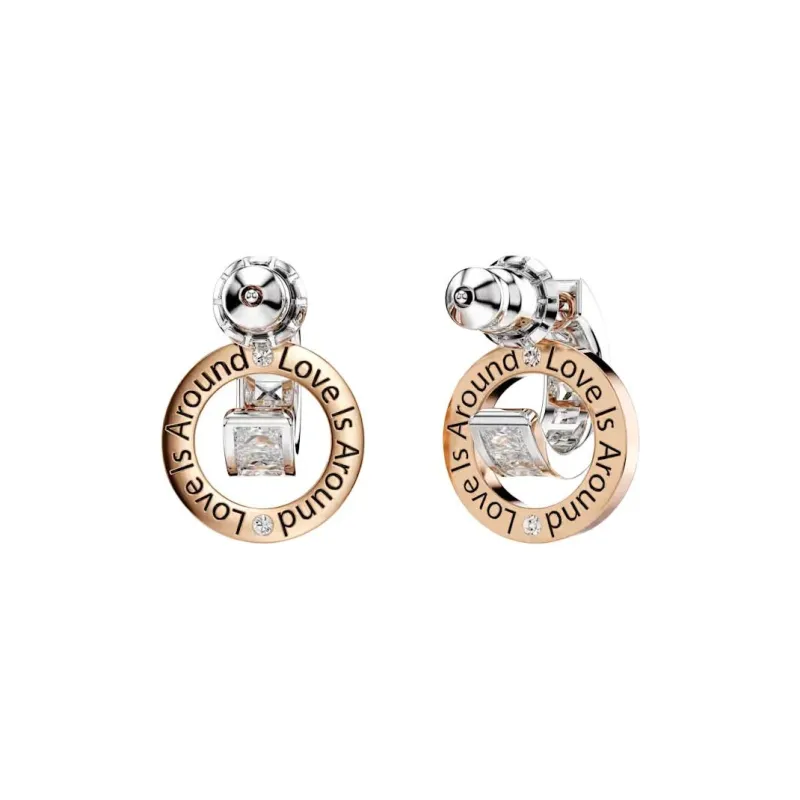 Swarovski Synthetic Cubic Zirconia Faux Crystal Metal Earrings Women's Silver-3