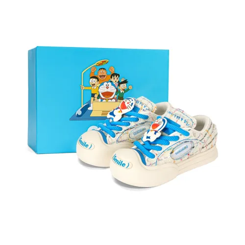Ouder Smiler Open Ended Laugh Collection X Doraemon Anti Slip Wear Resistant Low Top Skateboard Shoes Unisex Ecru