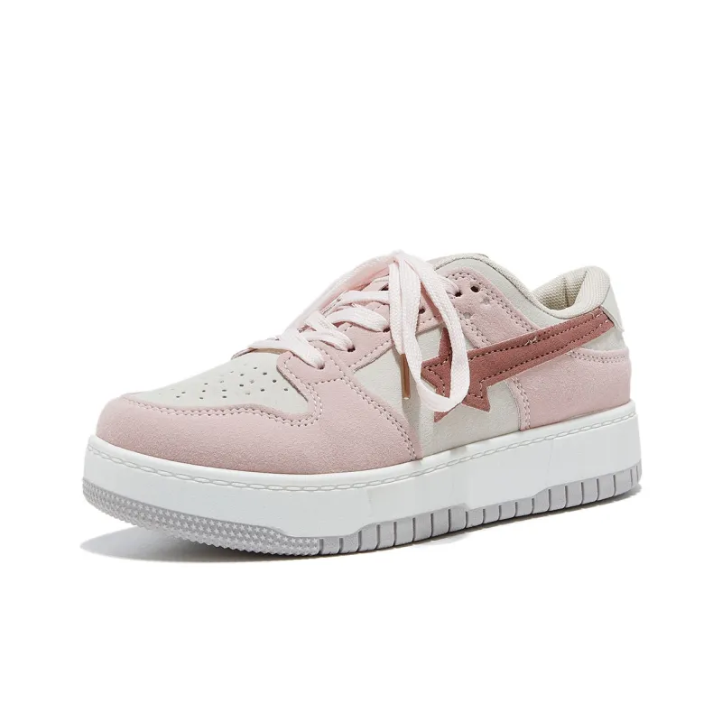 Little Red Man Lightweight Low Top Skateboard Shoes Women's Pink-1