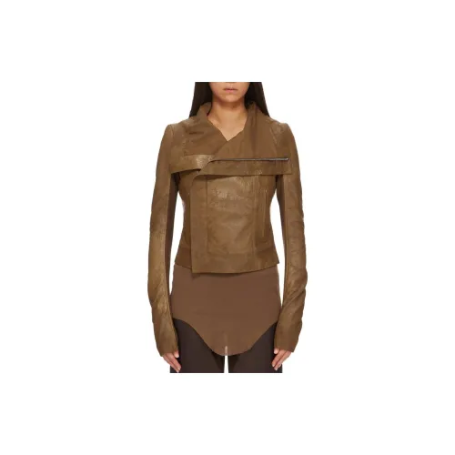 RICK OWENS Leather Jackets Women's Bean Color