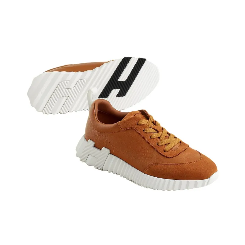 HERMES Bouncing Low Top Casual Shoes Women's Brown-3