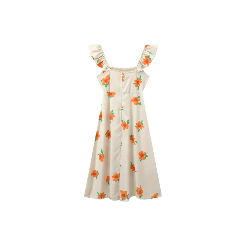EIDOLON GRAIN Sleeveless Dress Women's Yellow Floral Dress-1