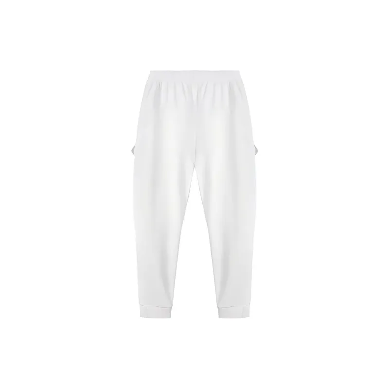 NORVINCY Spring And Fall Urban Techwear Pants Elastic Waistband Lace Up Pants Unisex White-1