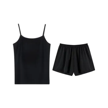 Flowers In Water Pajama Set Women's Black