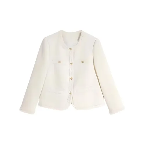 Yiner Cropped Coat Women's Cream White