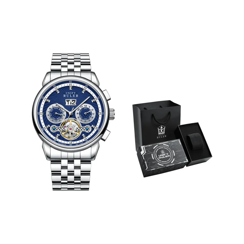 Respect The Time Mechanical Movement Metal Strap Watch Men's Watches Silver Dial-1