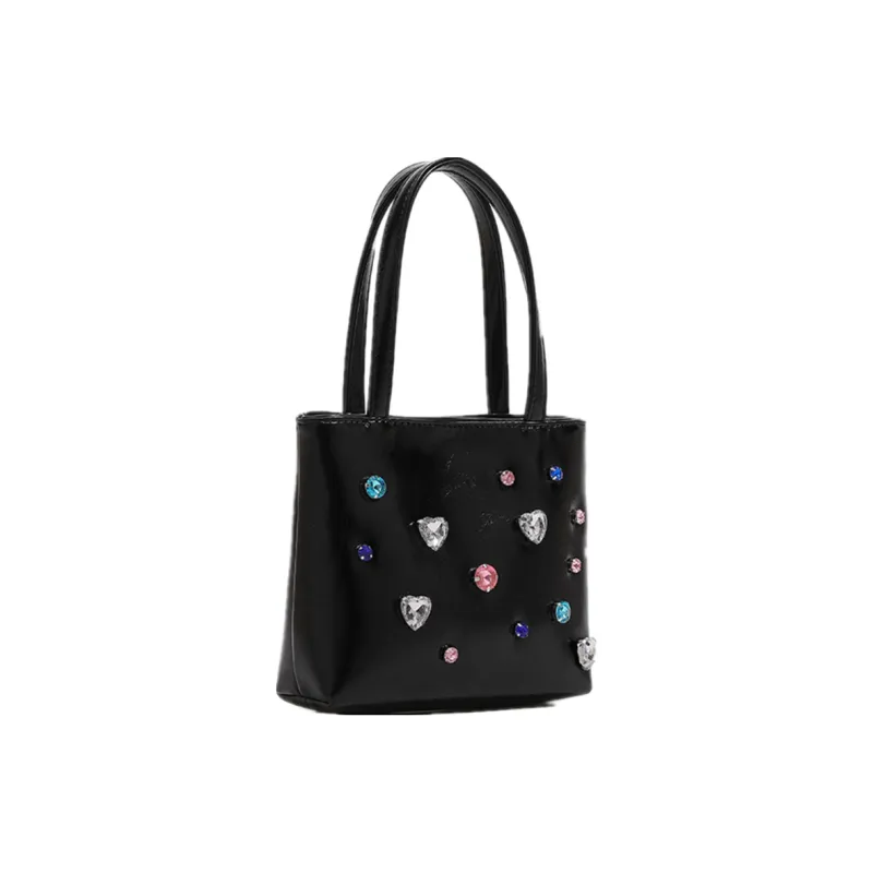 DALO Artificial Leather Tote Bag, Shopping Bag, Handbag, Shoulder Bag Women's Silver/Black-6
