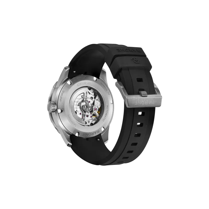 RARONE Gemini Dive Watch Automatic Mechanical Movement Silicone Strap Watch Men's Watches Cut Out Dial-3