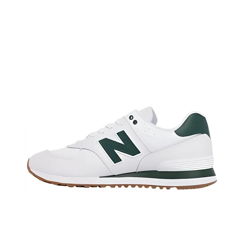 New Balance NB 574 Anti Slip Wear Resistant Low Top Running Shoes Men's White Green-0