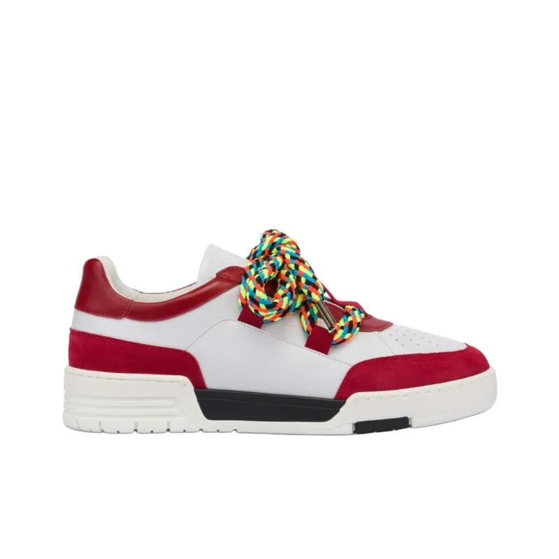 MOSCHINO Streetball Low-Top Skateboard Shoes Men's White Red-1