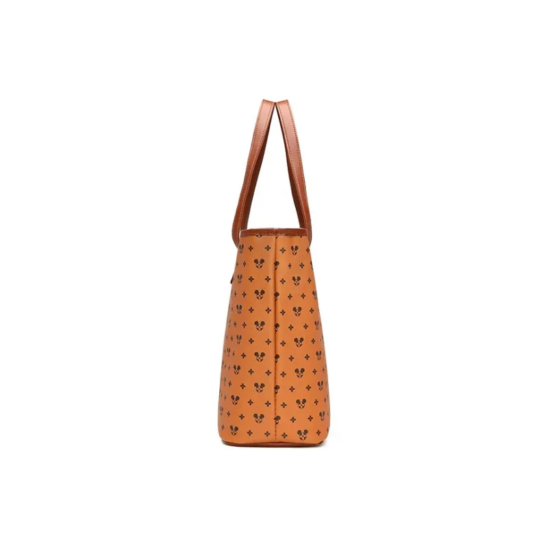 Disney Mickey Series Polyvinyl Chloride Shoulder Bag Tote Large Size Women's Brown-2