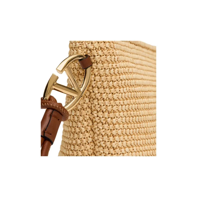 Valentino GARAVANI Raffia Clutch Women's Natural & Tobacco-6