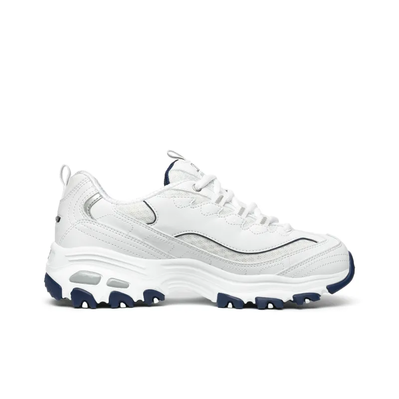 Skechers D'LITES 1.0 Slip Resistant Cushioning Low Top Chunky Sneakers Women's White Blue-2