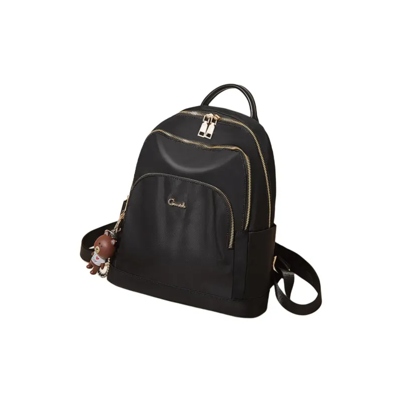 Marino Orlandi Fabric With Synthetic Leather Student Backpack Backpack Large Size Unisex Black-1