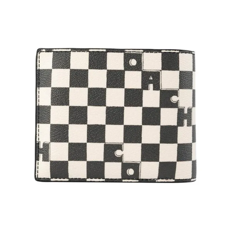 COACH 3 IN 1 Wallet Canvas Leather Clutch Card Holder, Wallet Regular Unisex Black White-1