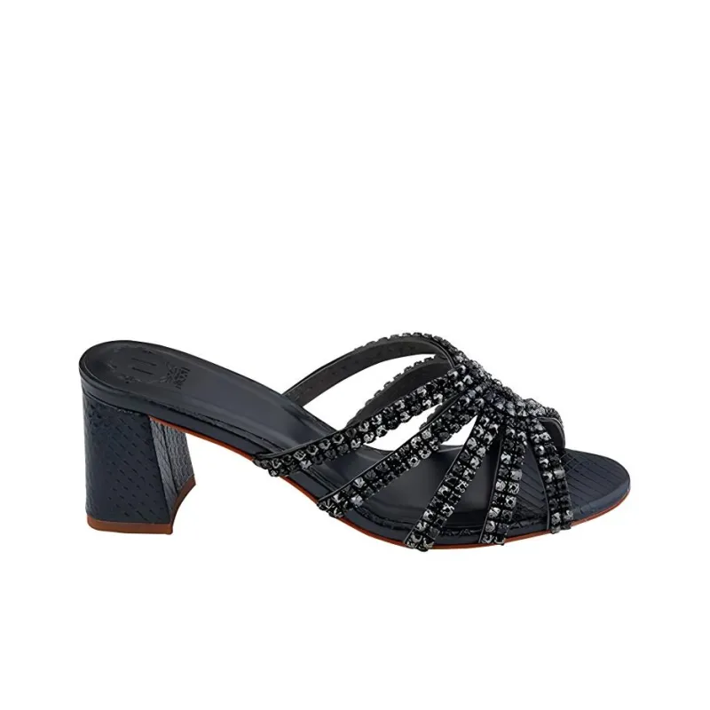 NICOLI Slide Slippers 7cm Women's Black-1