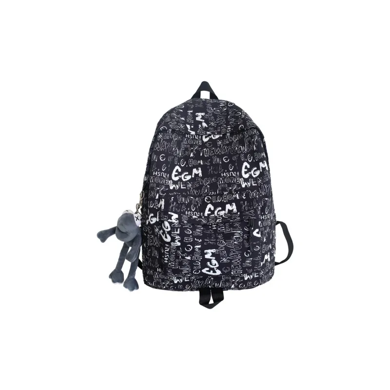GEERDUN Nylon Carry Backpack Unisex Black Letter/White Letter/Gray Blended-3