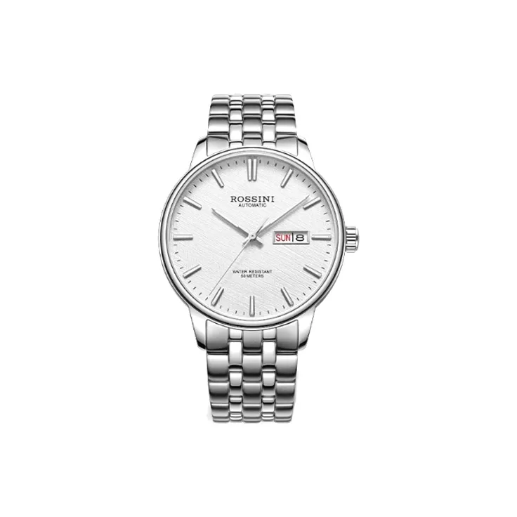 ROSSINI Enlightenment Collection Mechanical Movement Stainless Steel Strap Watch Men's Watches Black Dial-4