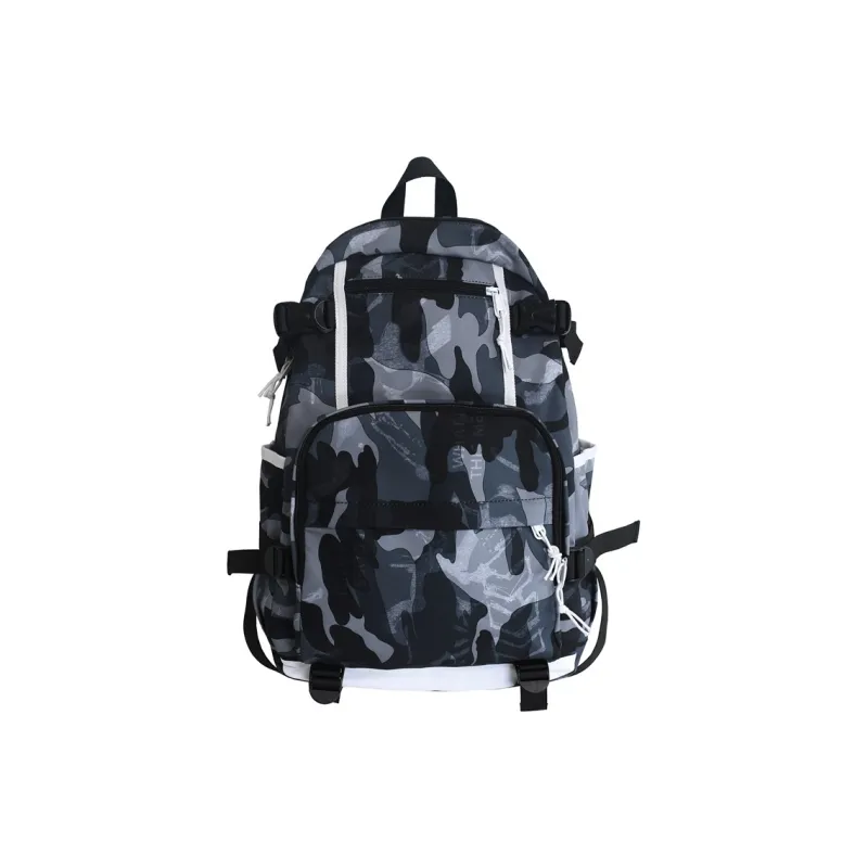 GEERDUN Nylon Backpack Regular Unisex Rendering White/Letter Black/Camouflage Black/Shoes White-5