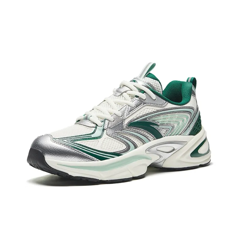 Anta Life Collection Cushioning Wear Resistant Low Top Casual Shoes Men's Silver White Green-1