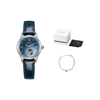 CITIZEN Mechanical Movement Cowhide Strap Watch Women's Watch Blue Dial