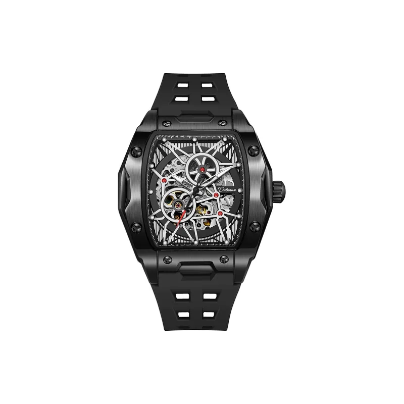 Dulunwe Linker Collection Automatic Mechanical Movement Rubber Strap Watch Men's Watches White Dial-5