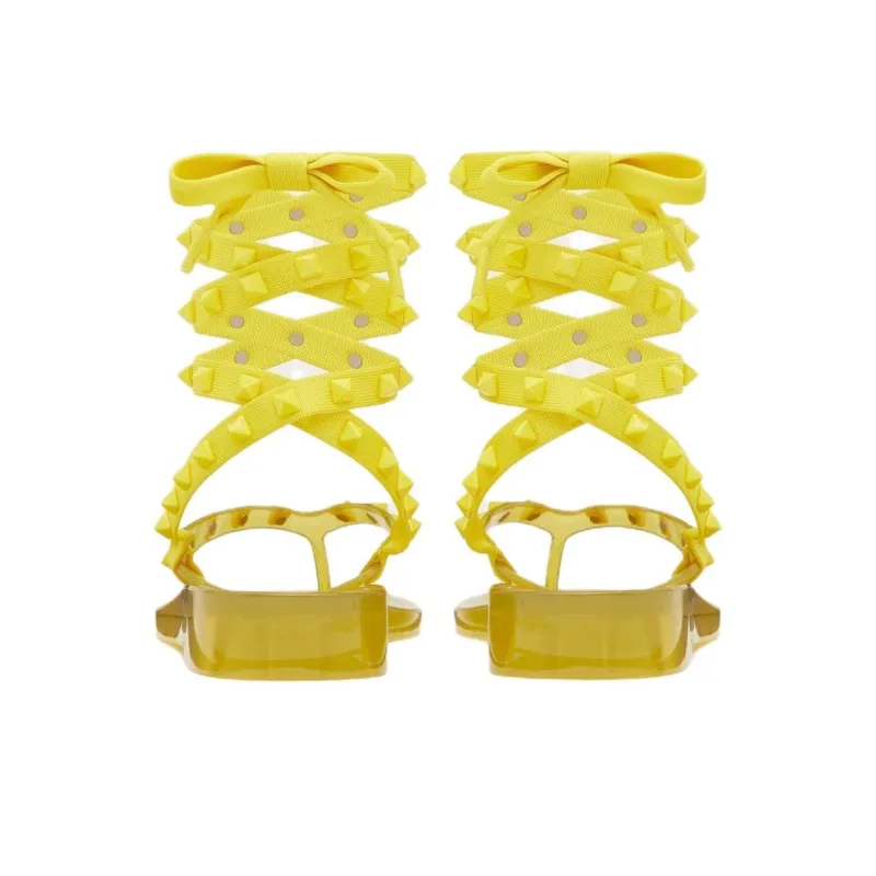 Valentino Rockstud One Strap Sandals Women's Yellow-3