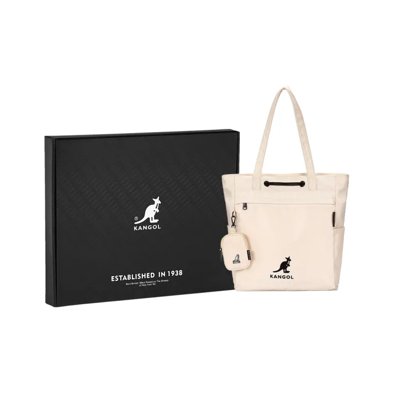 KANGOL Fabric Tote Bag Commuter Bag Handbag Shoulder Bag Unisex Khaki/Black/Ivory/Peach Pink/Military Green/Dark Blue-16