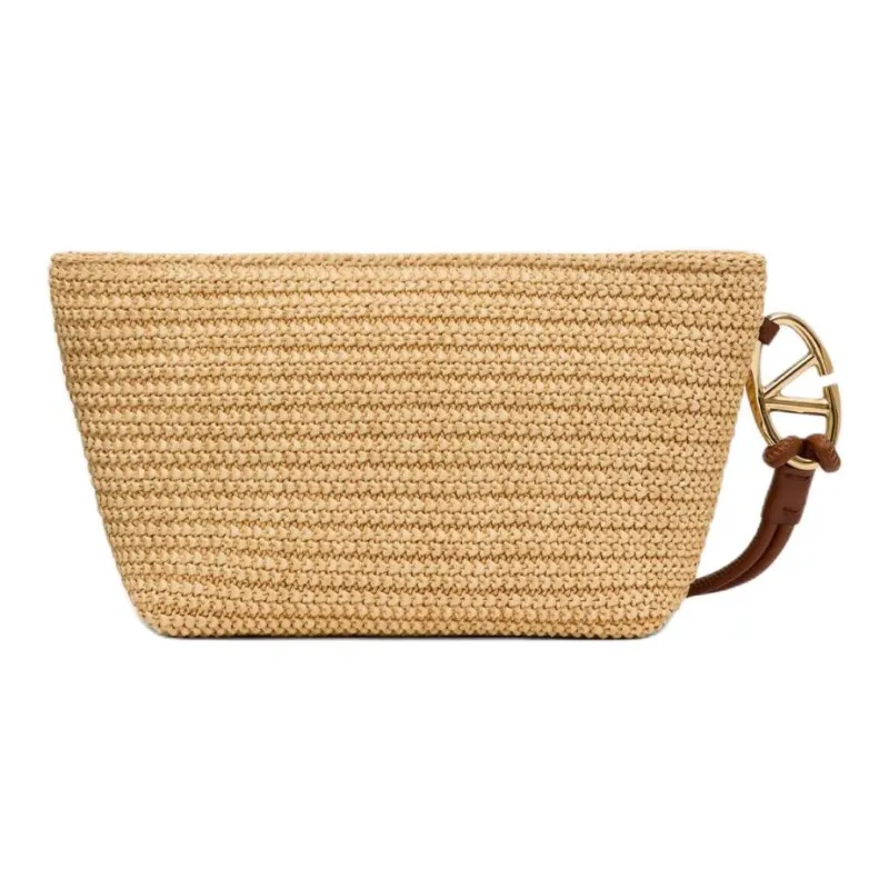 Valentino GARAVANI Raffia Clutch Women's Natural & Tobacco-2