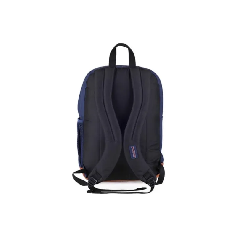 JanSport Fabric With Leather Backpack Large Size Unisex Navy Blue-2