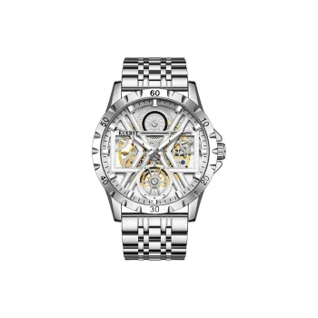 KUERST Automatic Mechanical Movement Steel Strap Watch Men's Watches White Dial