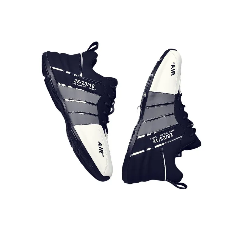 JANE HARLOW Height Increasing Lightweight Low-Top Casual Shoes Men's White Gray Black-5