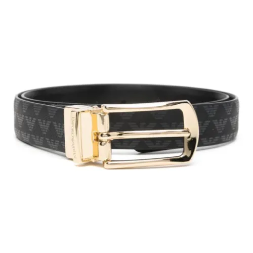 EMPORIO ARMANI Print Pattern Pin Buckle Leather Leather Belts Women's Black