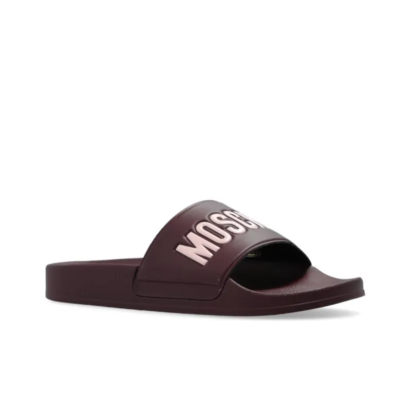 MOSCHINO Slide Slippers Women's Maroon-2
