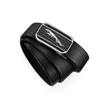 JAGUAR Cut Out Automatic Buckle Design Cow Leather Leather Belts Men's Black Width 3.4cm