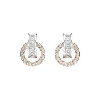 Swarovski Synthetic Cubic Zirconia Faux Crystal Metal Earrings Women's Silver