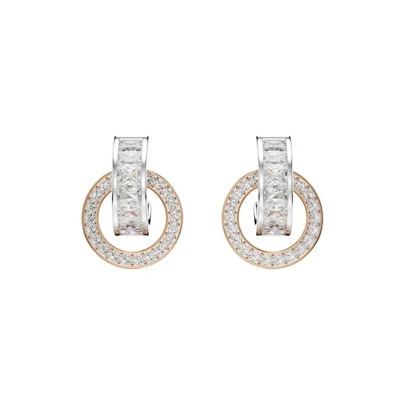 Swarovski Synthetic Cubic Zirconia Faux Crystal Metal Earrings Women's Silver-0